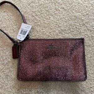 Authentic NWT Coach Purple/burgandy Glitter Wristlet